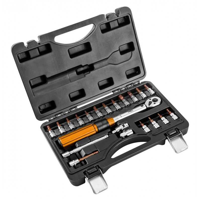 Cheie Dinamometrică Bidirecțională 1/4'' 5-25nm Set De 21 Buc.