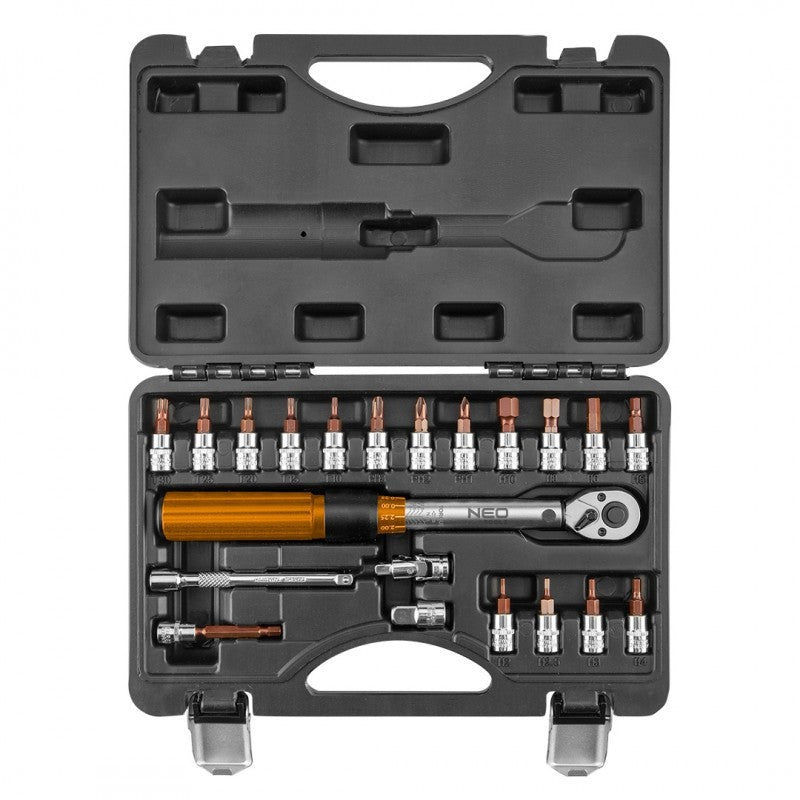 Cheie Dinamometrică Bidirecțională 1/4'' 5-25nm Set De 21 Buc.