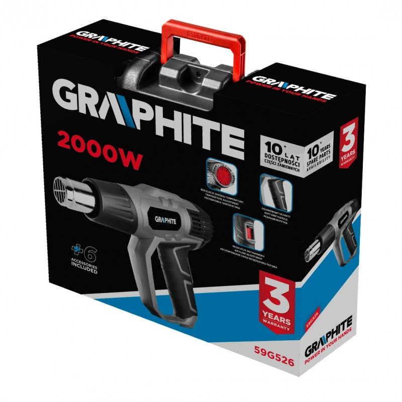 Heat Gun 2000w Temperature Range 50-550oc 3 Speeds Case