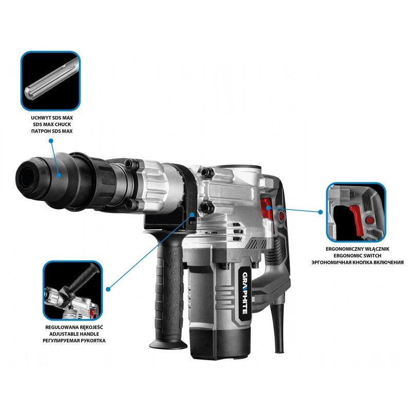 Sds Max 1300w Demolition Hammer Impact 20j Case