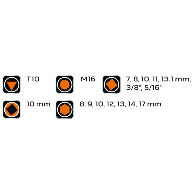 Oljeavloppsnycklar 3/8 set om 18