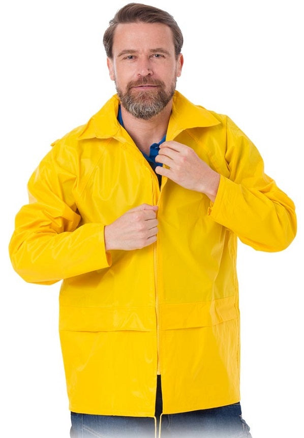 Kpnpy geel regenjack met capuchon, maat XL