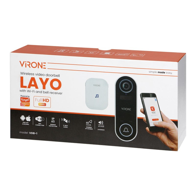 Timbre inalámbrico con cámara wifi: Tuya Virone Vdb-1
