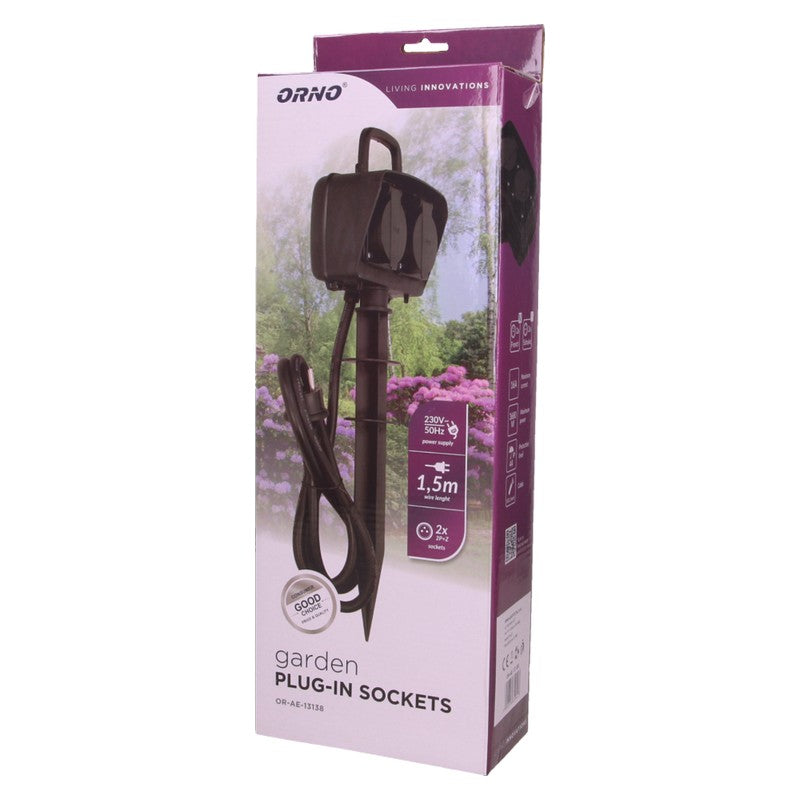 Garden Socket 2x2p+z Ip44 1.5m Cable H07rn-f 3