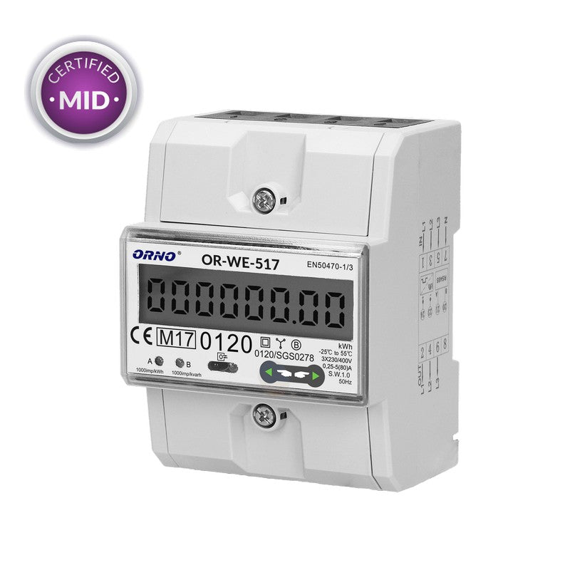 3-phase Electricity Meter 80a Rs485 Mid