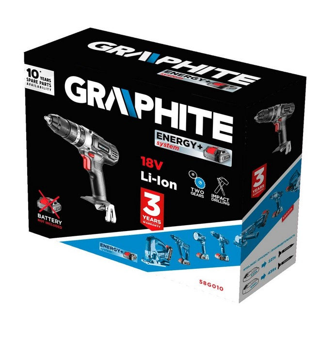 Trapano avvitatore a batteria Energy+18 V Li con impatto 13 mm senza batterie.
