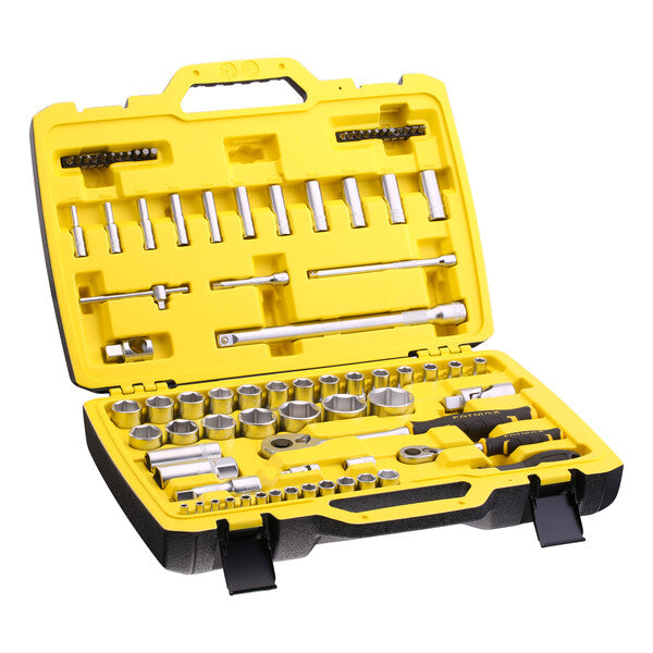 Set With 1/4 And 1/2 Ratchets + Accessories 81 Pcs