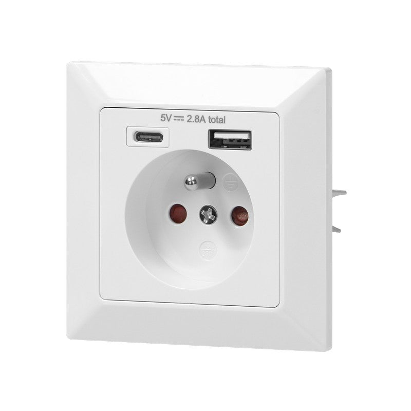 Prise unique 2p+z Sortie USB-a + USB-c