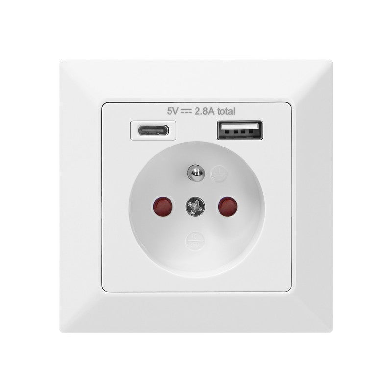 Prise unique 2p+z Sortie USB-a + USB-c