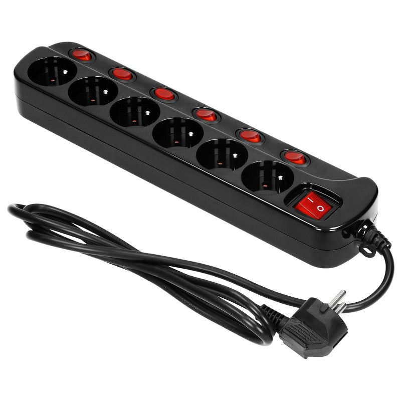 Priză de alimentare „multiswitch” 6x2p+z Cablu 3x1,0m Negru