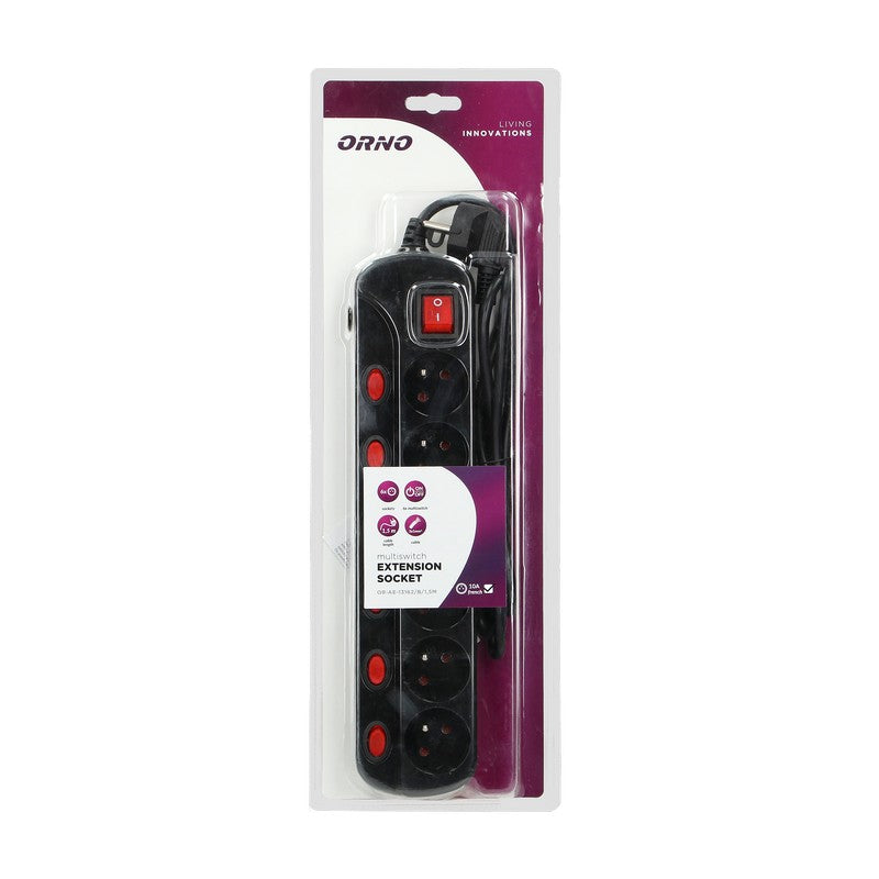 Priză de alimentare „multiswitch” 6x2p+z Cablu 3x1,0m Negru