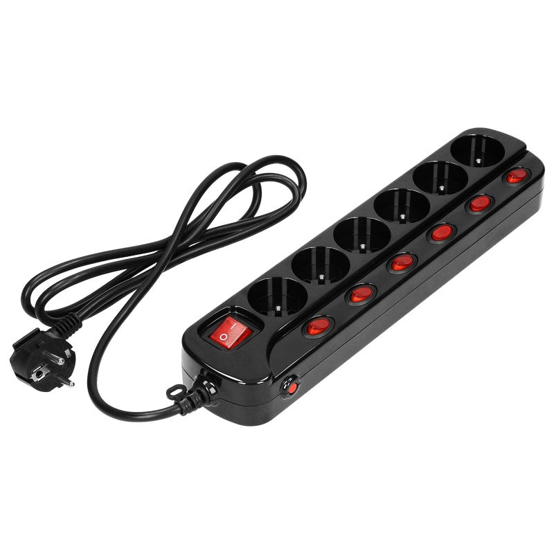 Priză de alimentare „multiswitch” 6x2p+z Cablu 3x1,0m Negru
