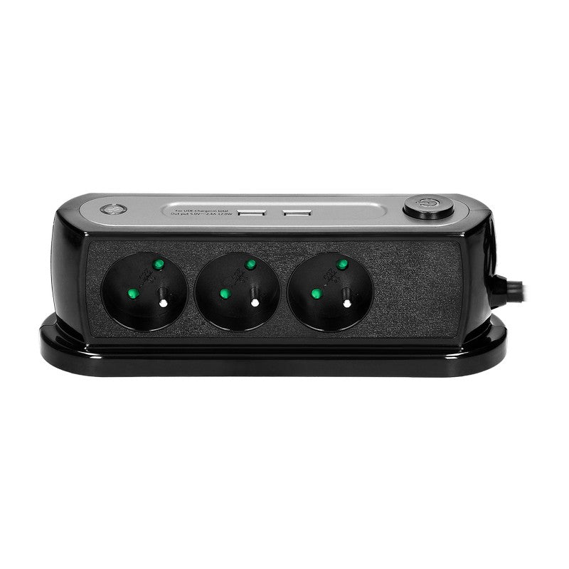Cabo de extensão de mesa com switch 3x2p+z 2xusb 1,4m