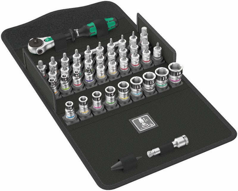 Jeu de clés à douille rapides Zyklop 1/4'' + cliquet 42 pièces.