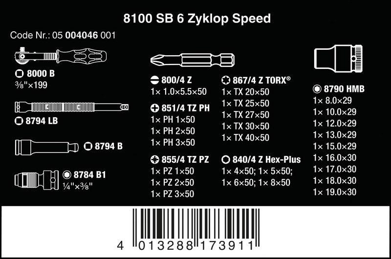 3/8'' Zylkop Socket Wrench Set 29 Pieces