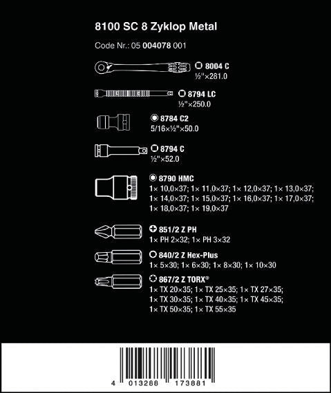 Sada klíčů a bitů + ráčna Zyklop kovová 1/2'' 28 kusů