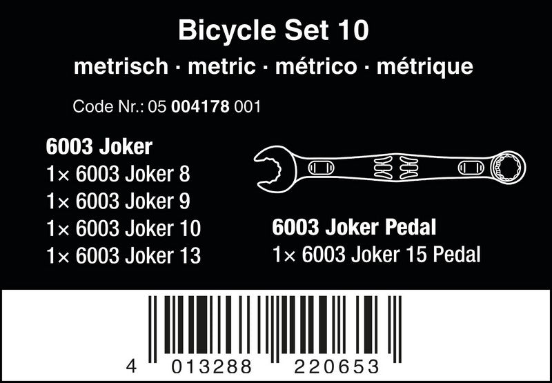 Jeu de clés mixtes pour vélo, 10 pièces.