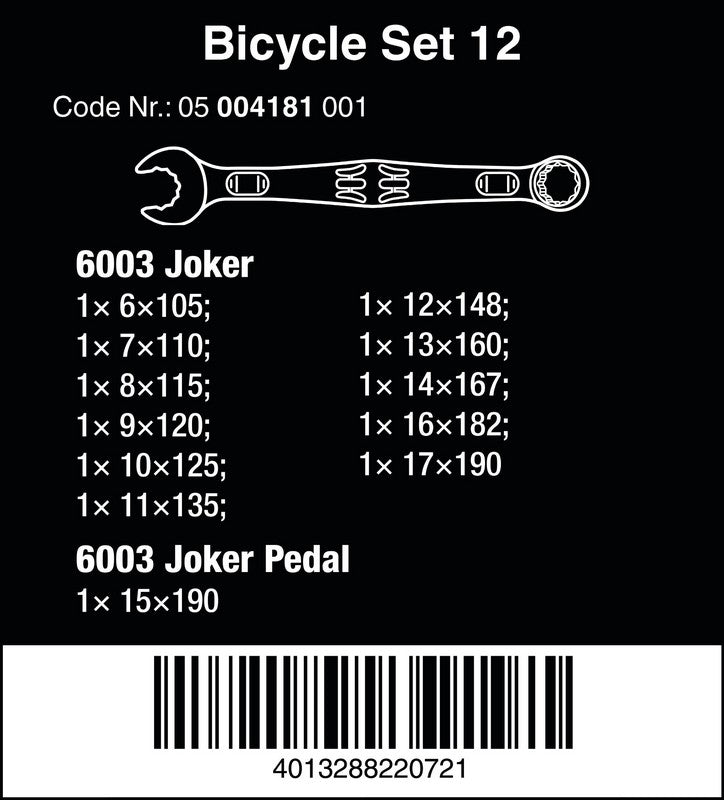 Jeu de clés mixtes pour vélo, 12 pièces.