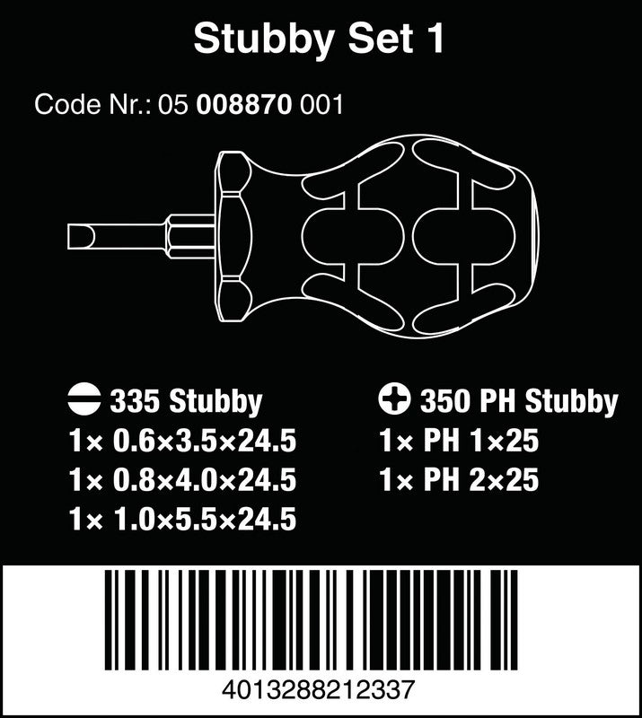 Zestaw wkrętaków Stubby Set 1 5 szt.