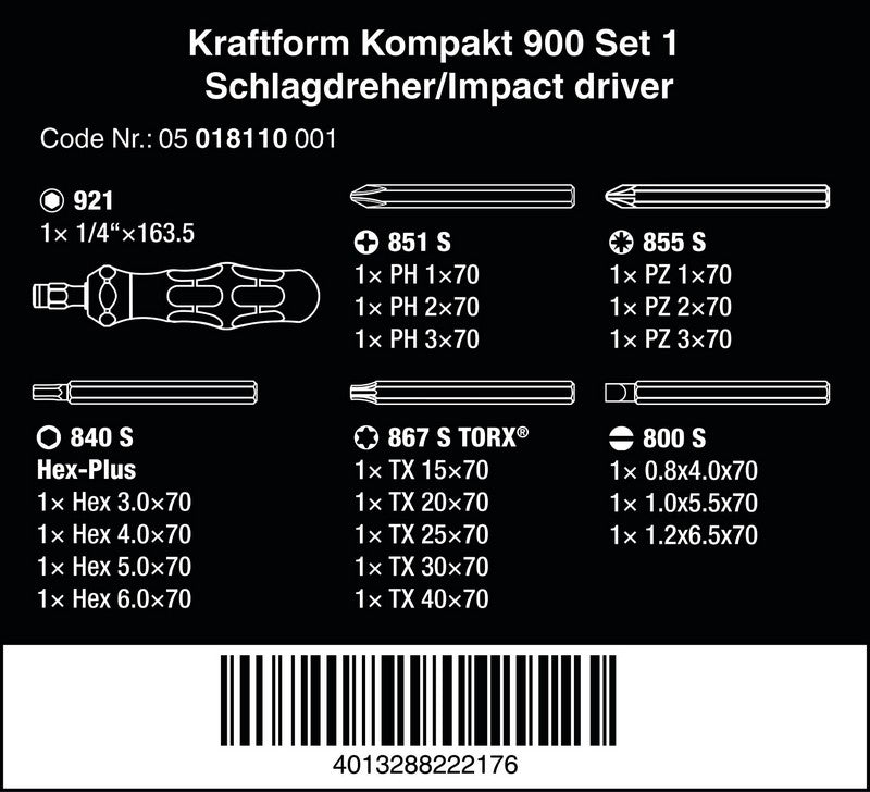 Destornillador de impacto Kraftform Kompakt 900