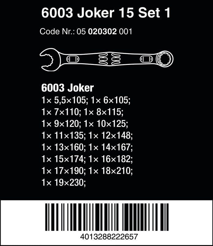 Satz Ringmaulschlüssel 6003 Joker 15-tlg.