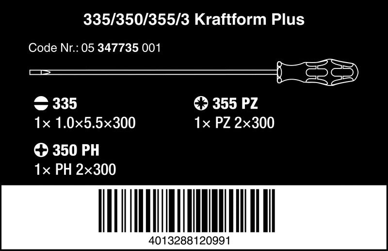 Kraftform Screwdriver Set With 300 Mm Shank 3 Piece