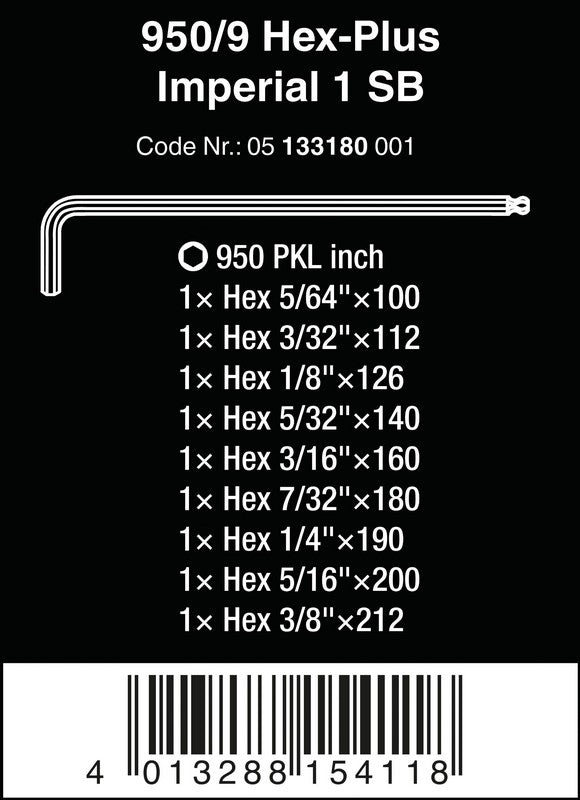 Imperial Hex Plus Ball Key Set 9 delar