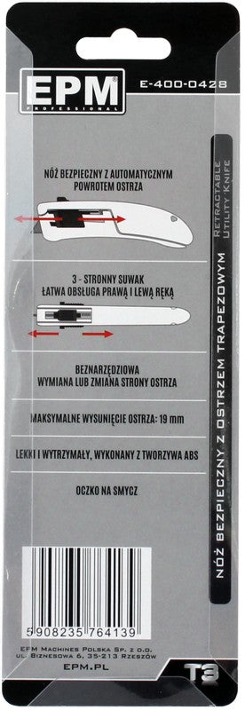 Bezpečnostný nôž s trapézovou čepeľou