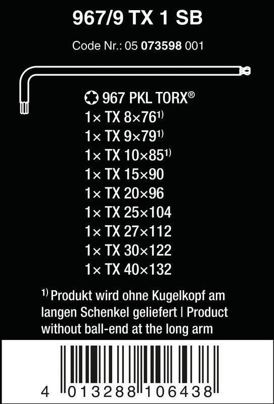 Torx Blacklaser Key Set