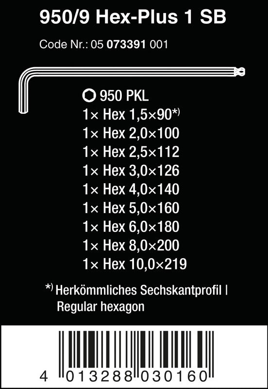 Conjunto de chaves métricas Hex Plus Ball Head 9 unidades