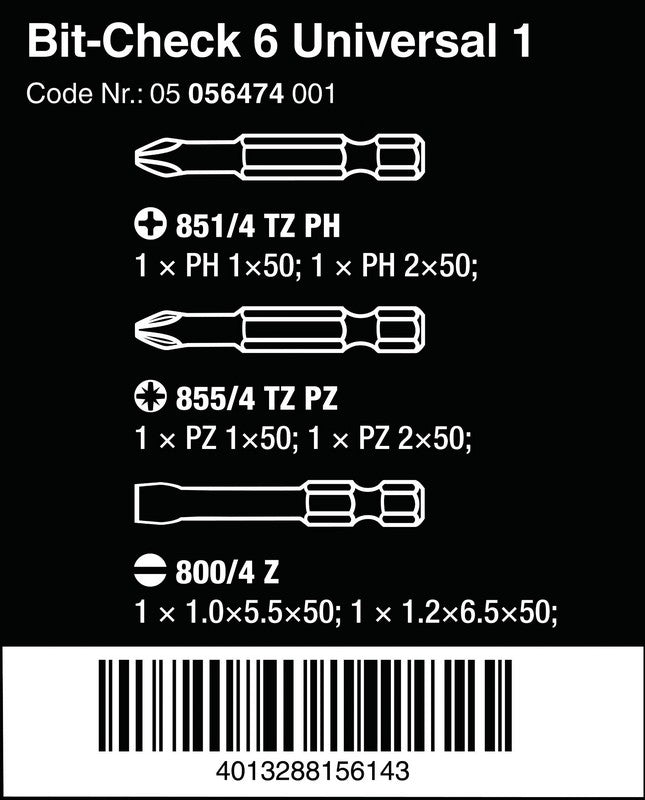 Bit-check 6 Set universal 1 6 buc.