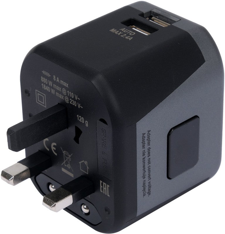Adaptador Universal de Viagem 2xusb 12w