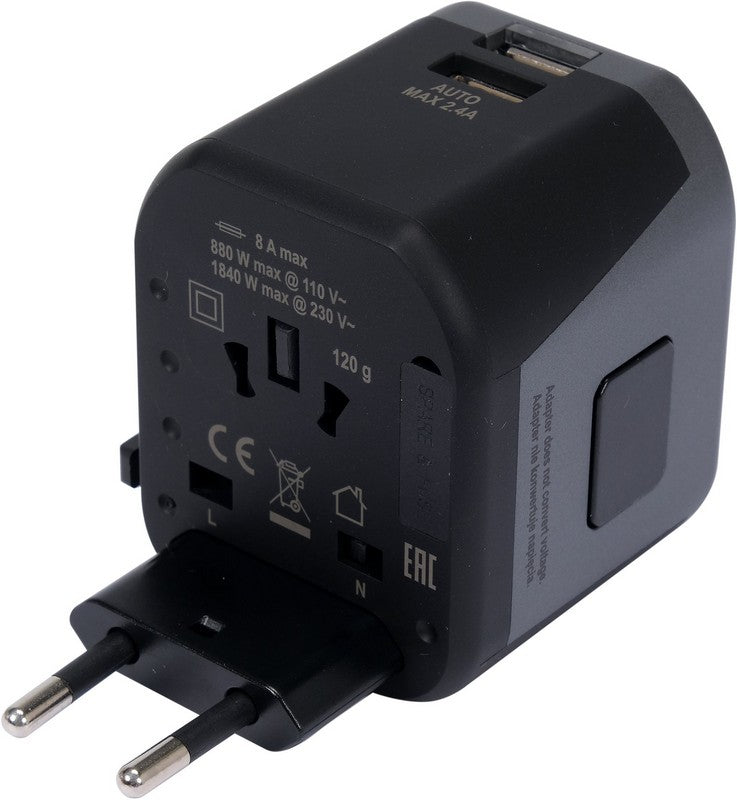 Adaptador Universal de Viagem 2xusb 12w