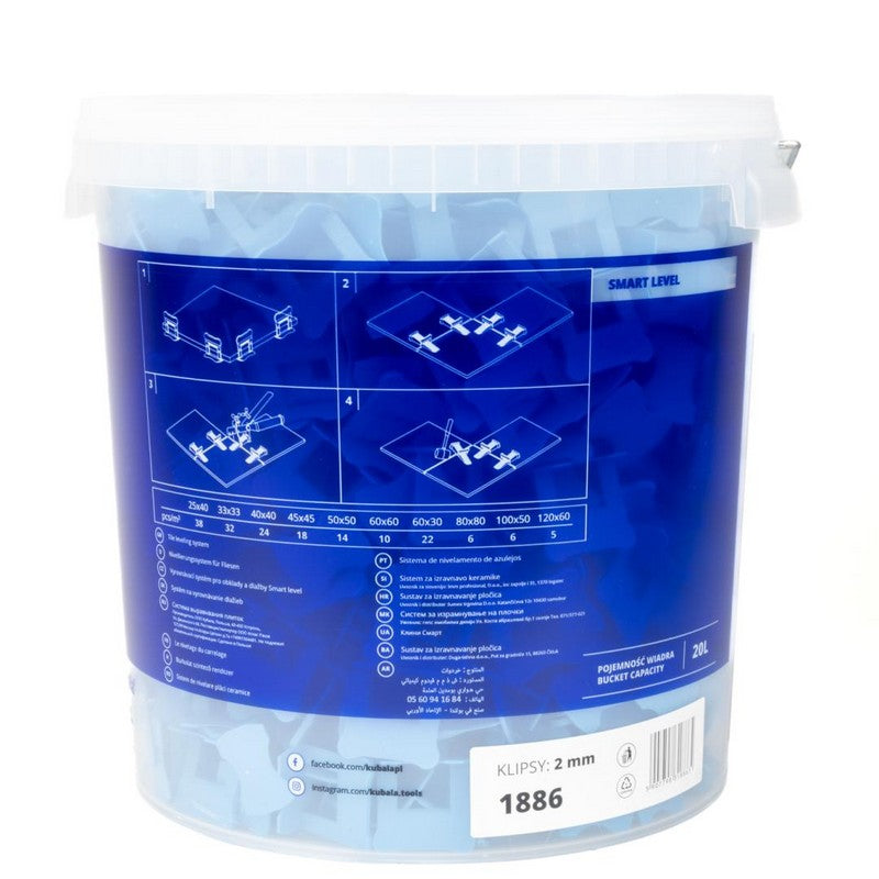 Tile Leveling Clips 2.0mm 800 Pcs + 20l Bucket.