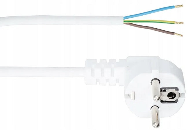 Tilslutningskabel med vinklet stik 3*1,5 Ohm Żo 1,5m Hvid