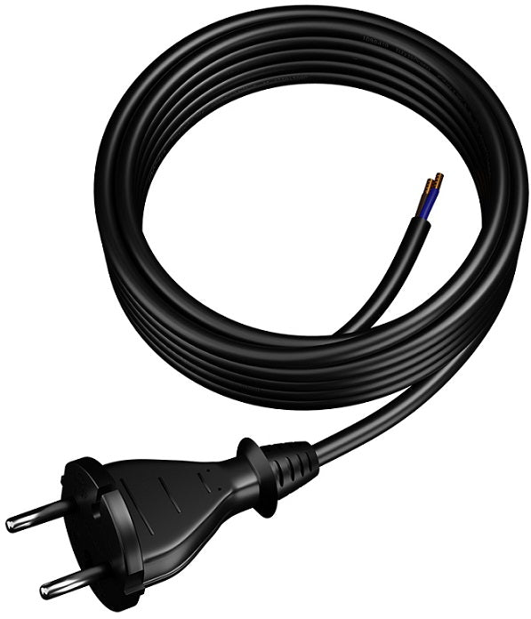 Câble De Raccordement Avec Prise Droite Ip20 2*1 H05rr 4m Noir