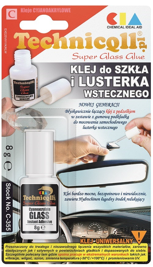 Adhesivo para cristales y espejos retrovisores 8g