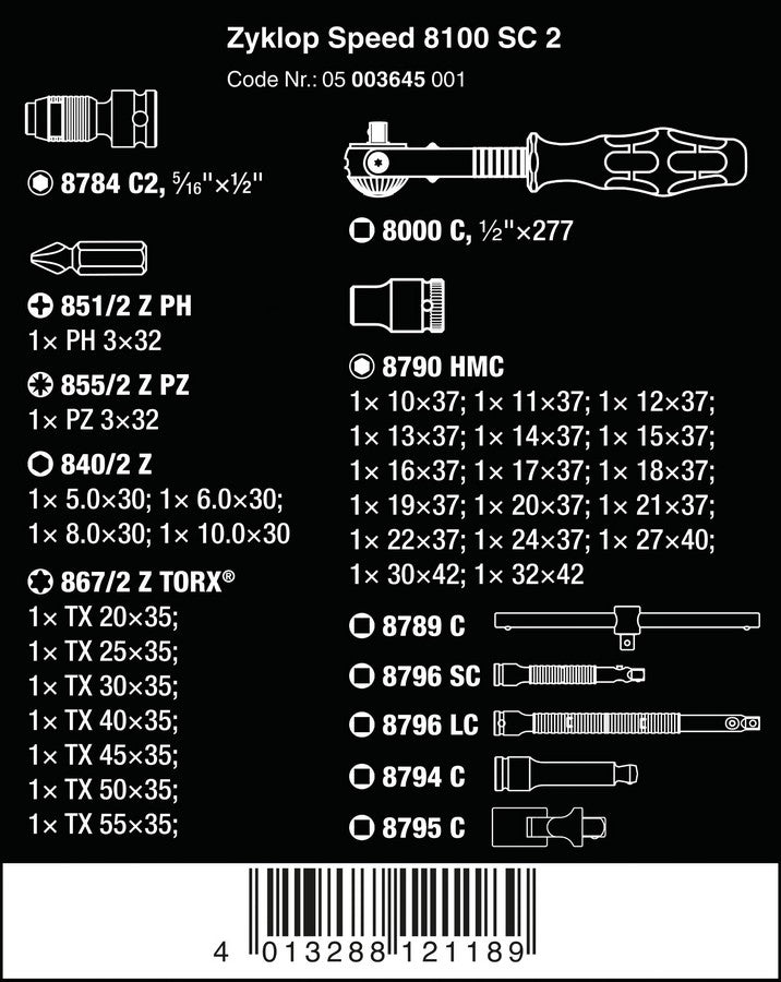 Zyklop Speed Ratchet 1/2'' In Metric Set 37 Pcs.