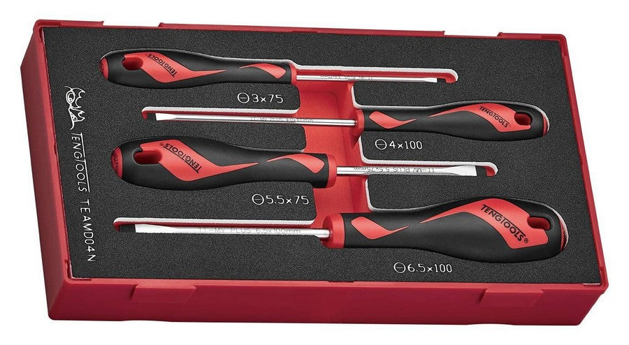Teng Tools Teamd04n Flat-head Screwdriver Set 4 Pcs.