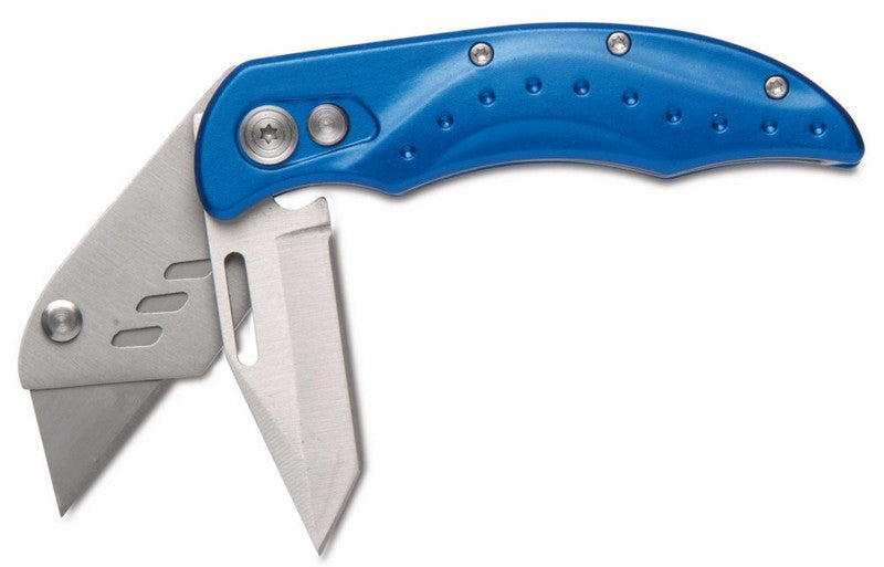 Double Folding Knife 60mm Trapezoidal Blade Aluminum Handle