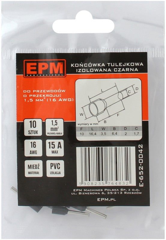 Isolierte Aderendhülsenklemme 1,5 mm 10 Stk