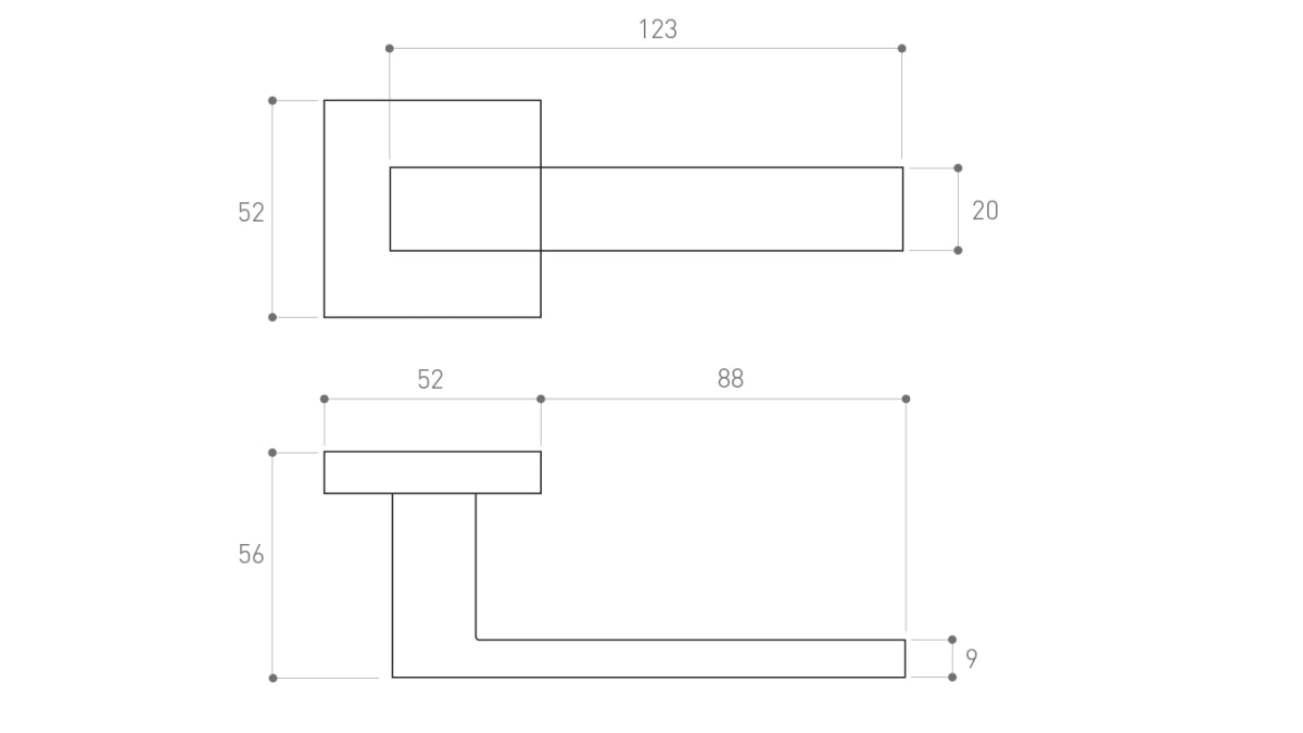 Ergo Black Handle Square Key Plate Líne Iodáilis