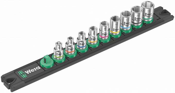 Zyklop Hylsnyckel Set 1/4'' 9 delar Magnetremsa