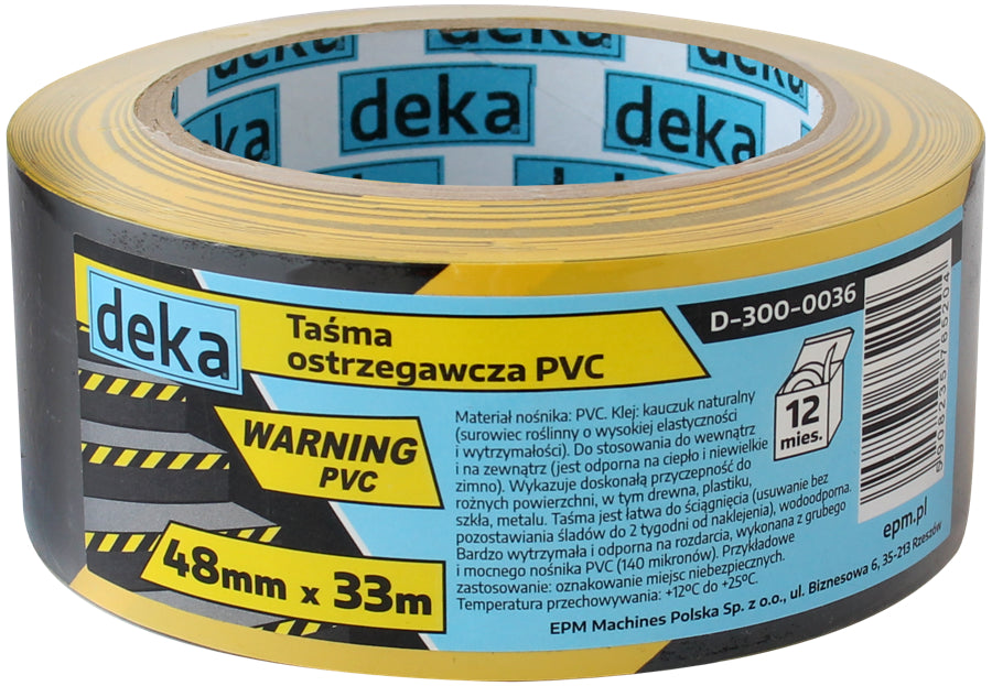 Sárga-fekete figyelmeztető szalag 48mm*33m