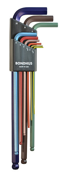 Jeu de clés hexagonales extra longues avec boule 1,5-10 mm couleur 9 pièces.