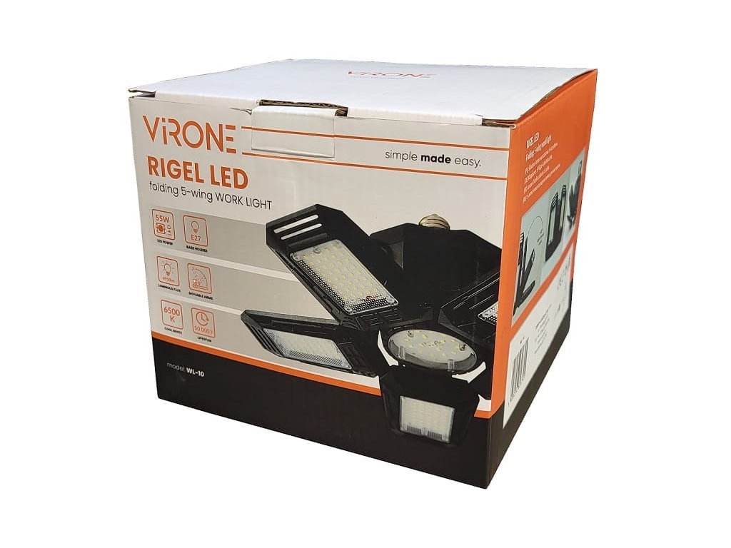 Rigel LED skládací dílenská lampa E27 55w 6500k 4950lm