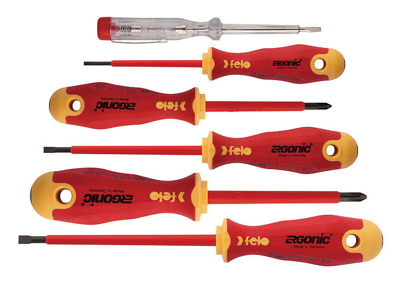 Set Of 5 Felo Ergonic Vde Screwdrivers + Test