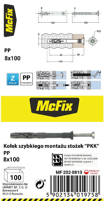 Quick Mounting Plug Pp Cone 8*100mm