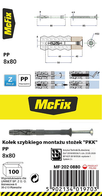 Quick Mounting Plug Pp Cone 8*80mm
