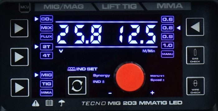 Soldadora Semiautomática Tecnomig 203 Mig/tig/mma Synergic Led